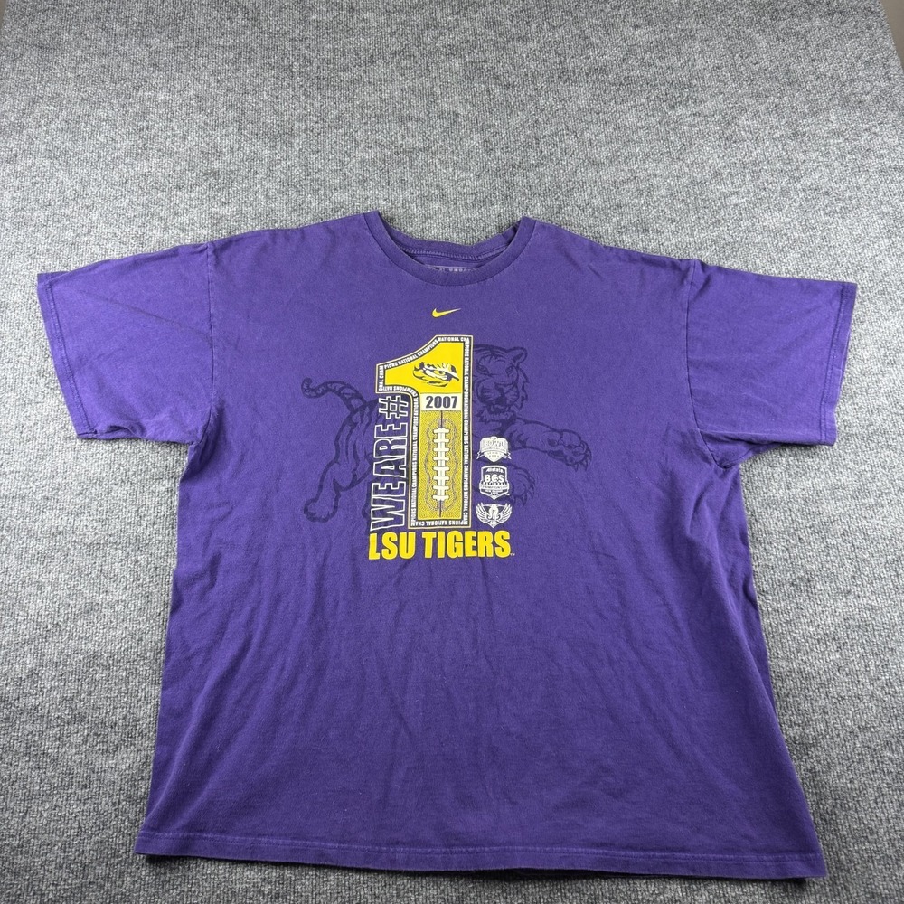 LSU Tigers Shirt Mens XL Purple Nike 2007 National Champions College NCAA Mens